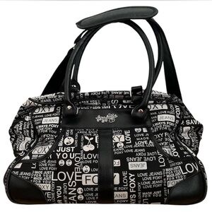 SOLD foxy jeans Black and red cherry spacious handbag